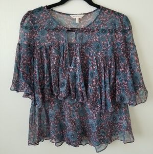Rebecca Taylor silk chiffon flutter top